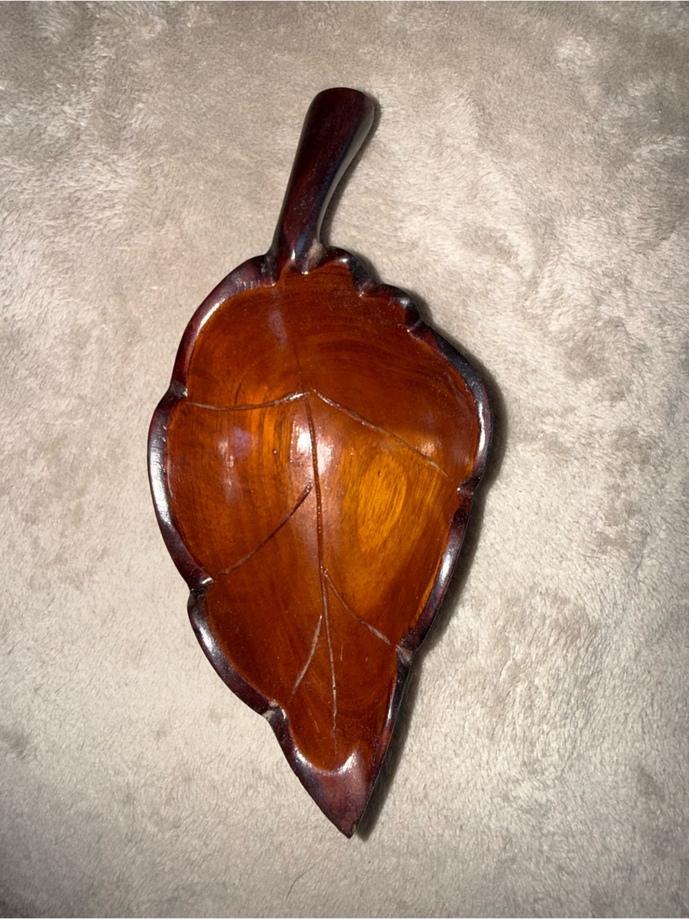 Vintage Carved Wooden Leaf Bowl